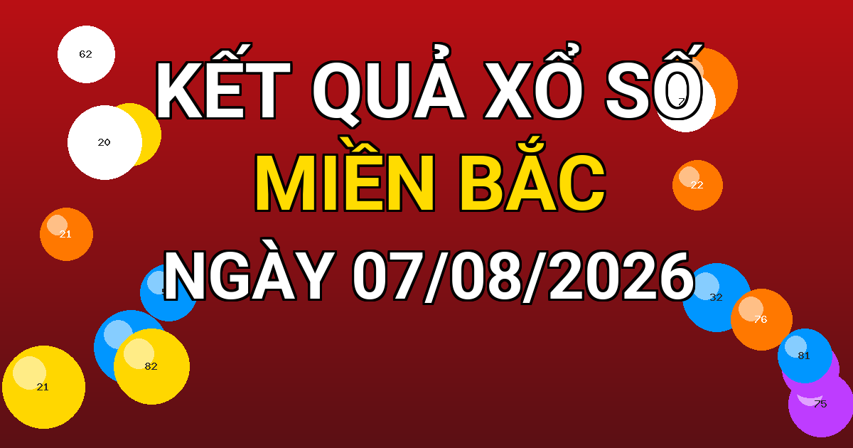 Kết quả xổ số Miền Bắc ngày 07/08/2026