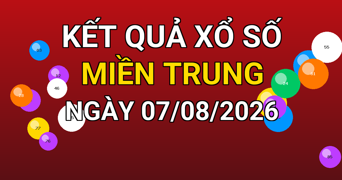 Kết quả xổ số Miền Trung ngày 07/08/2026