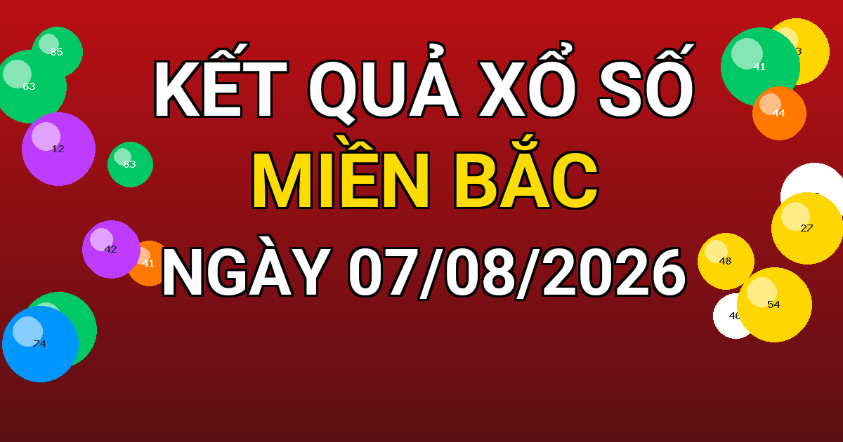 Kết quả xổ số Miền Bắc ngày 07/08/2026