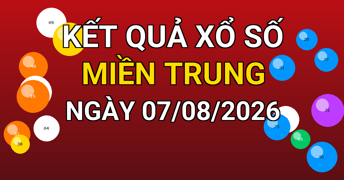 Kết quả xổ số Miền Trung ngày 07/08/2026