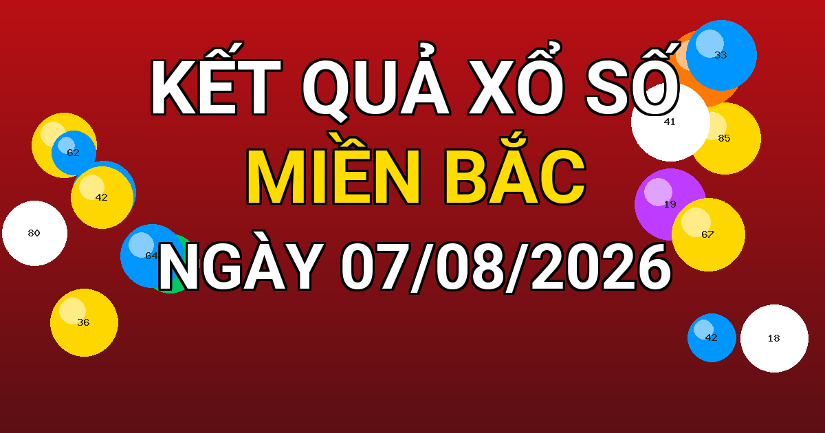 Kết quả xổ số Miền Bắc ngày 07/08/2026