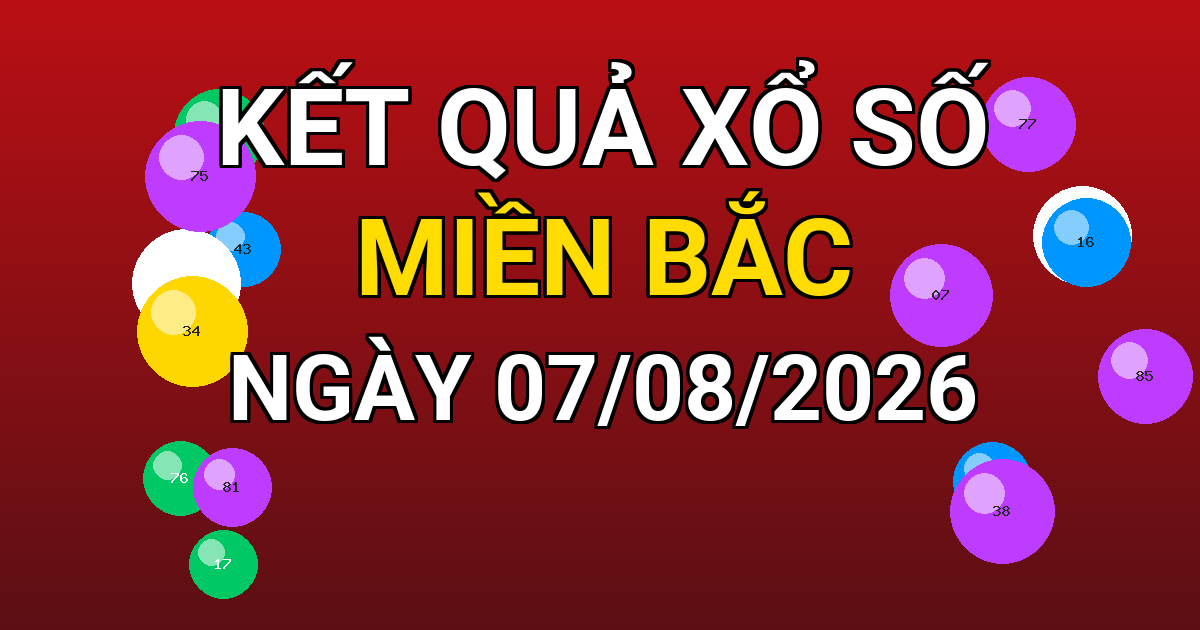 Kết quả xổ số Miền Bắc ngày 07/08/2026