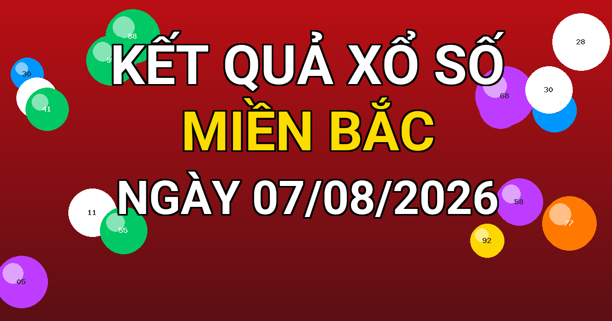 Kết quả xổ số Miền Bắc ngày 07/08/2026