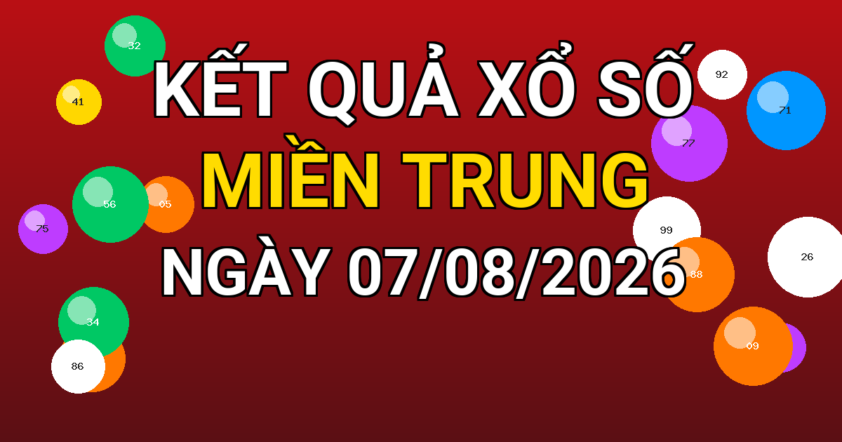 Kết quả xổ số Miền Trung ngày 07/08/2026