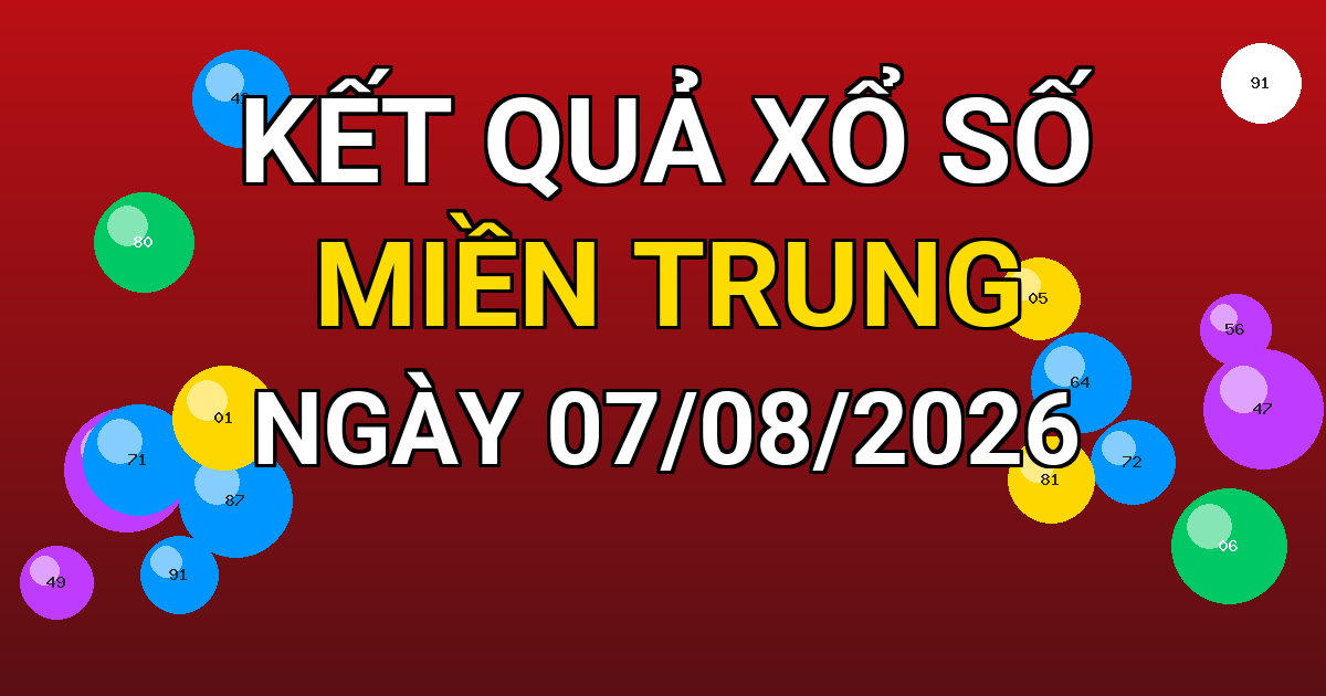Kết quả xổ số Miền Trung ngày 07/08/2026