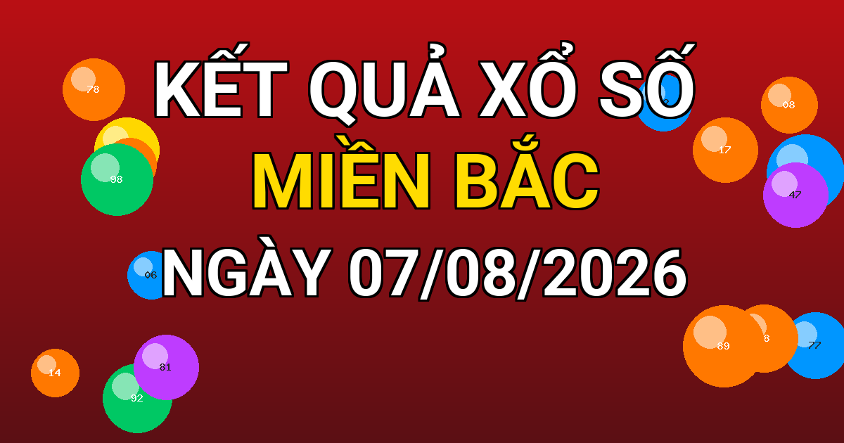 Kết quả xổ số Miền Bắc ngày 07/08/2026