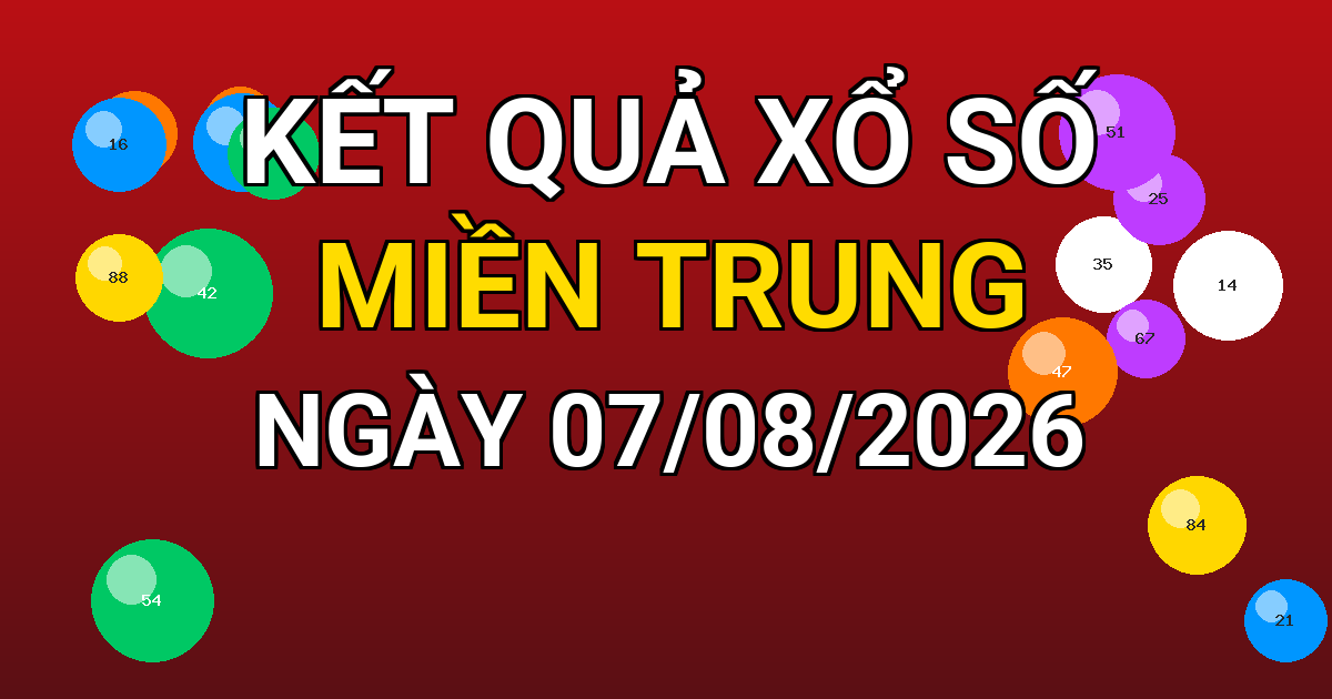 Kết quả xổ số Miền Trung ngày 07/08/2026