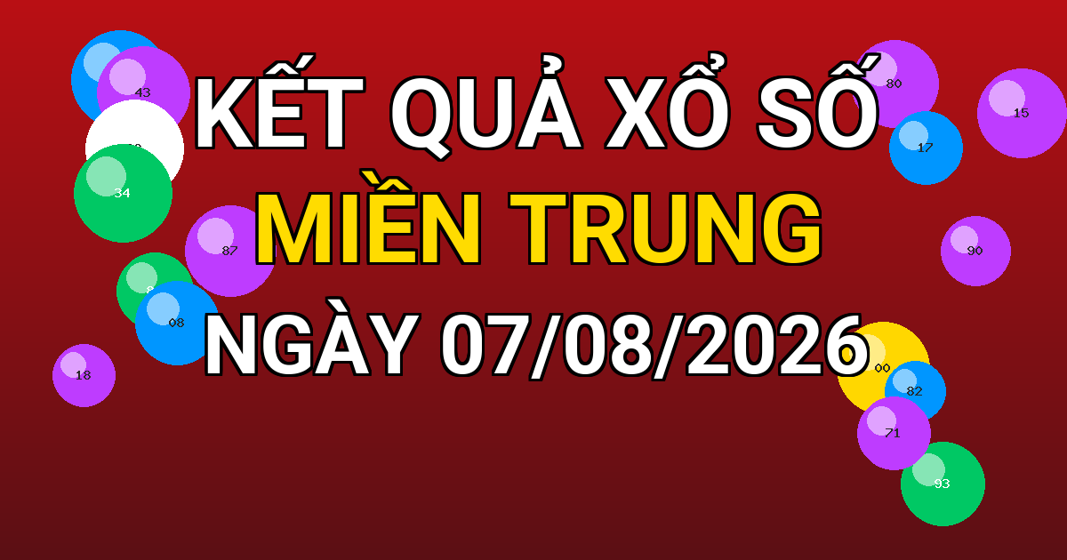 Kết quả xổ số Miền Trung ngày 07/08/2026