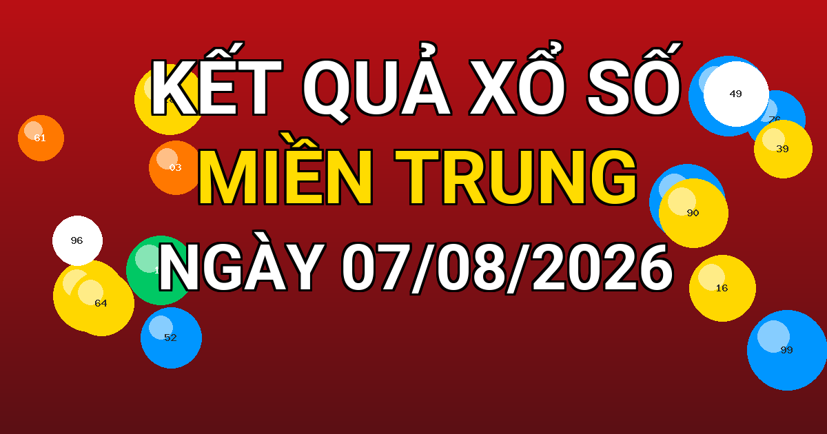 Kết quả xổ số Miền Trung ngày 07/08/2026