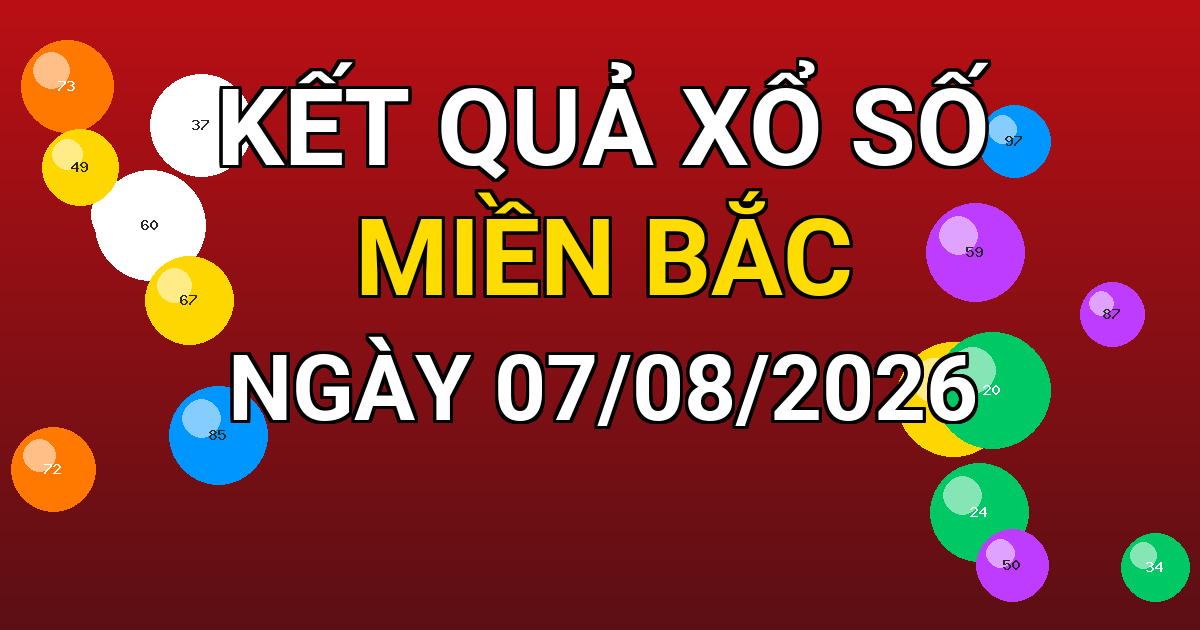 Kết quả xổ số Miền Bắc ngày 07/08/2026
