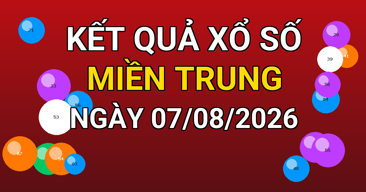 Kết quả xổ số Miền Trung ngày 07/08/2026