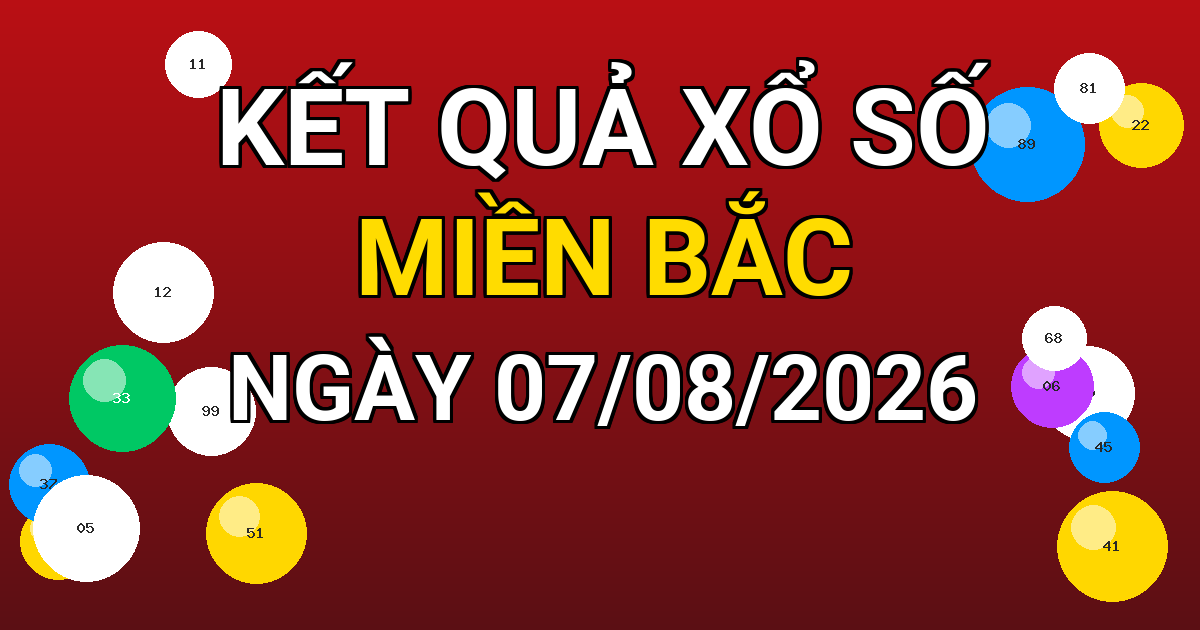 Kết quả xổ số Miền Bắc ngày 07/08/2026