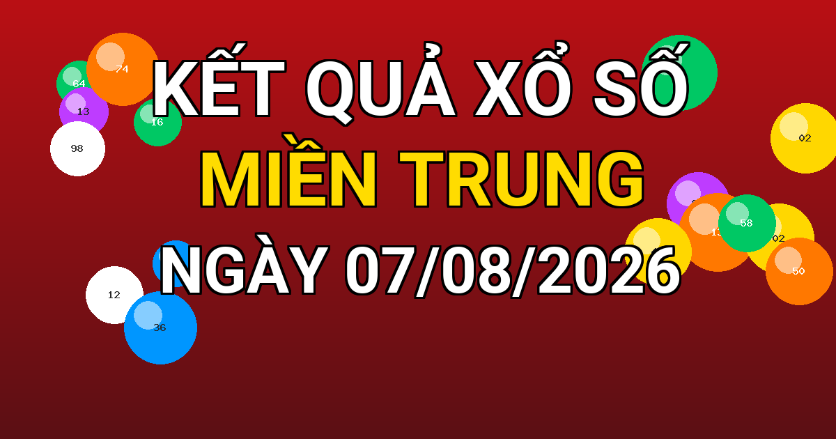 Kết quả xổ số Miền Trung ngày 07/08/2026