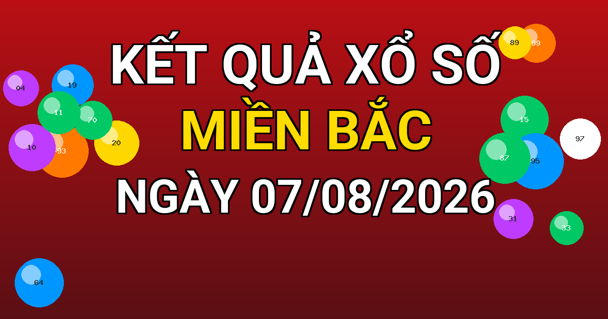 Kết quả xổ số Miền Bắc ngày 07/08/2026