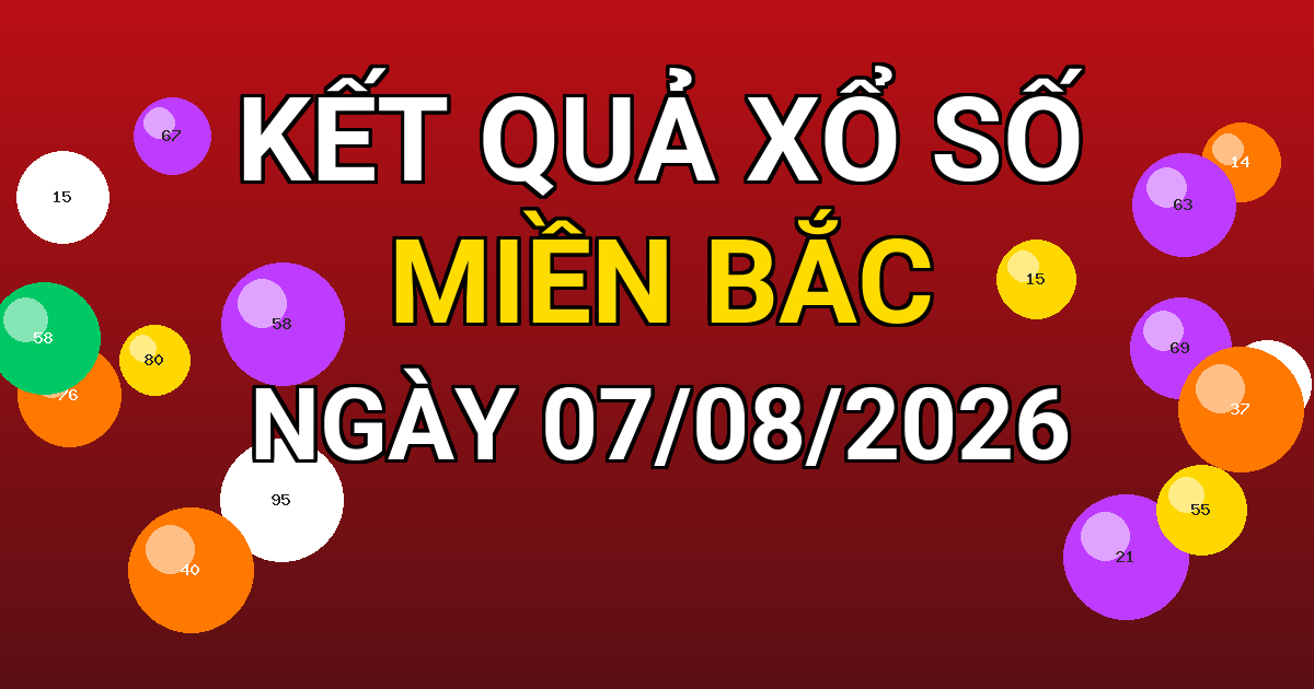 Kết quả xổ số Miền Bắc ngày 07/08/2026
