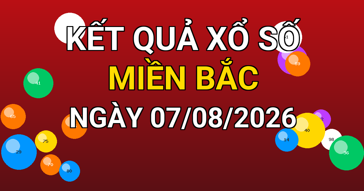Kết quả xổ số Miền Bắc ngày 07/08/2026
