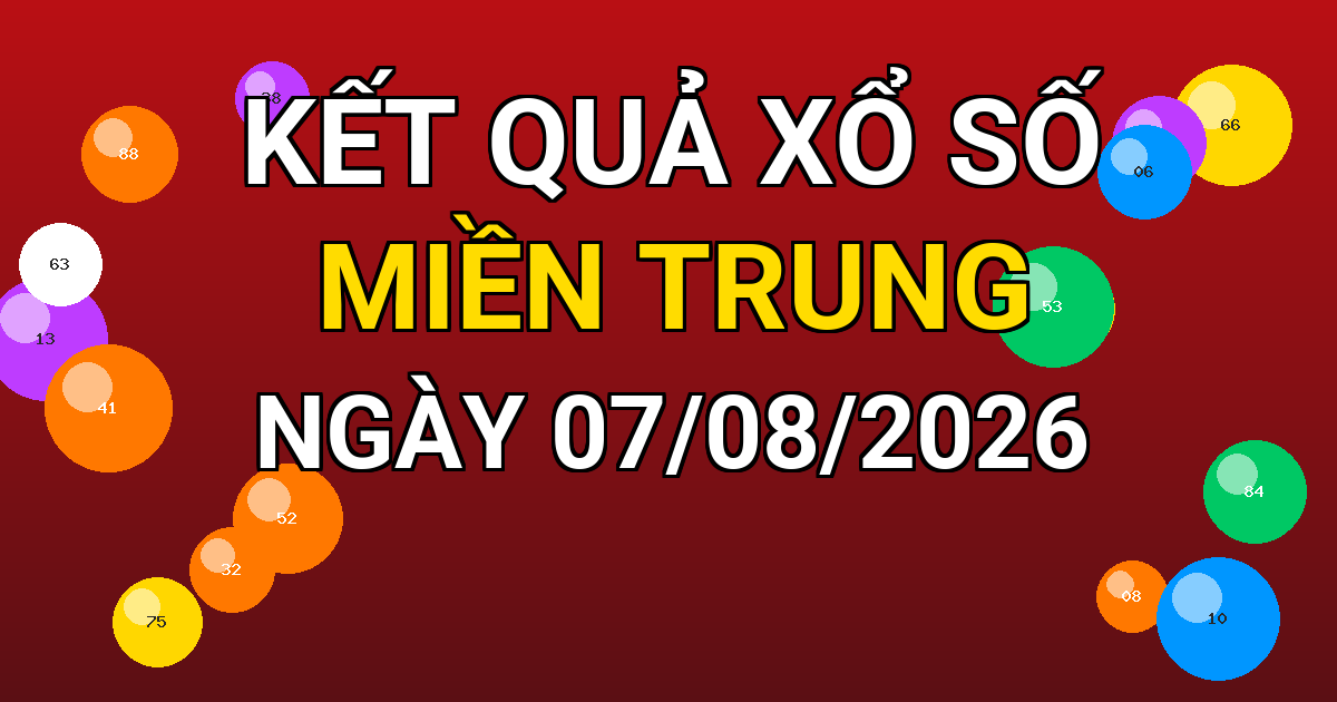Kết quả xổ số Miền Trung ngày 07/08/2026