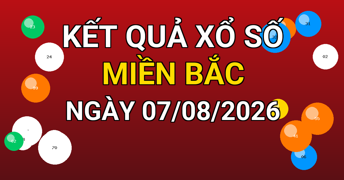 Kết quả xổ số Miền Bắc ngày 07/08/2026