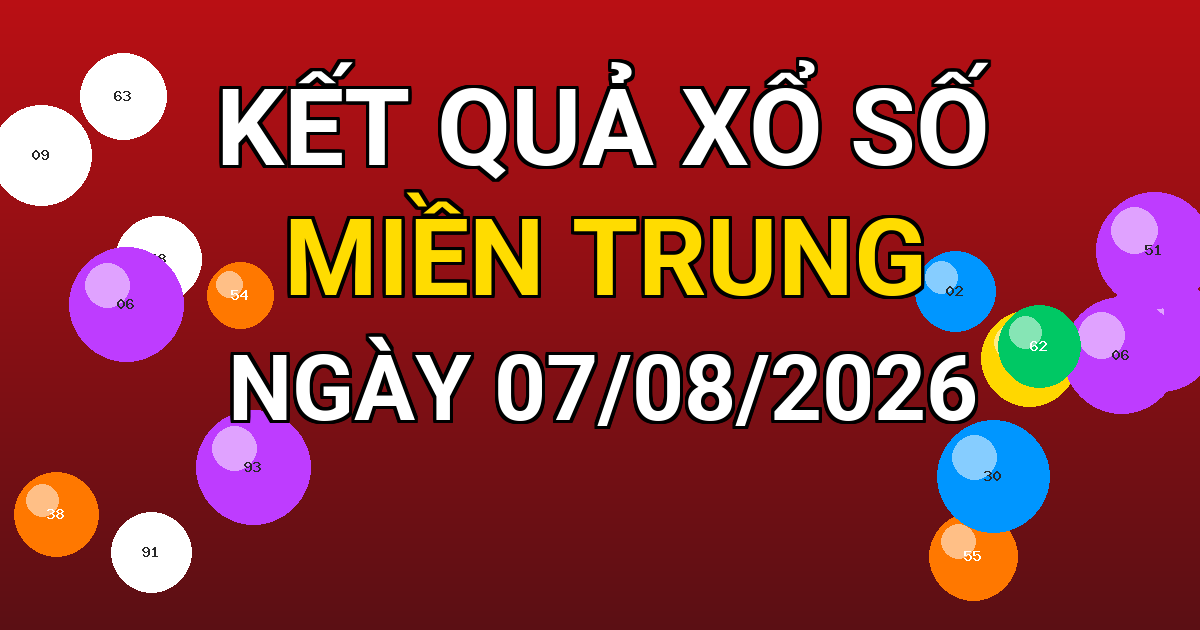 Kết quả xổ số Miền Trung ngày 07/08/2026
