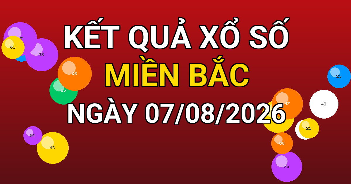 Kết quả xổ số Miền Bắc ngày 07/08/2026