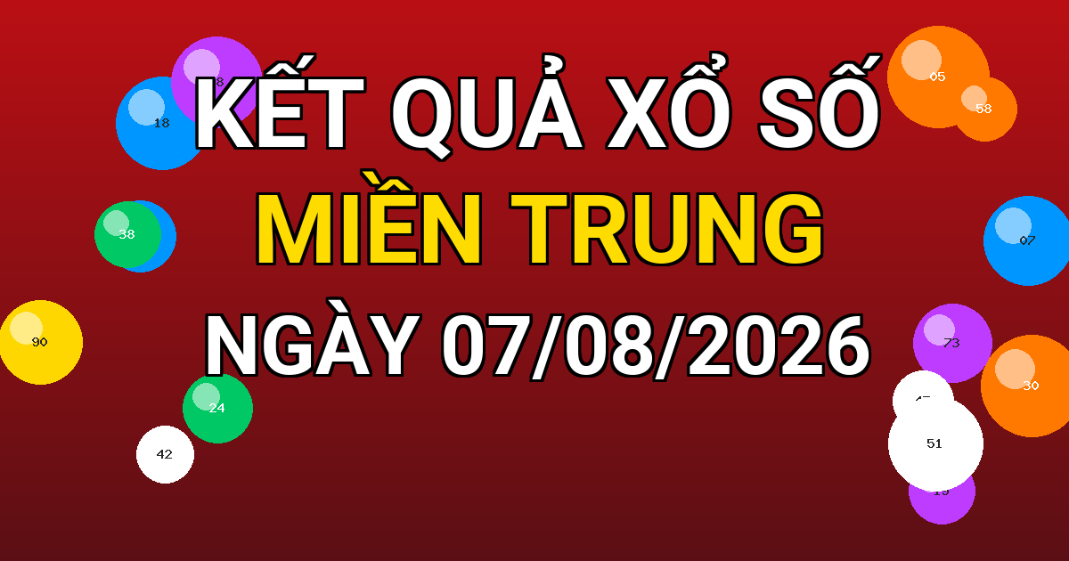 Kết quả xổ số Miền Trung ngày 07/08/2026