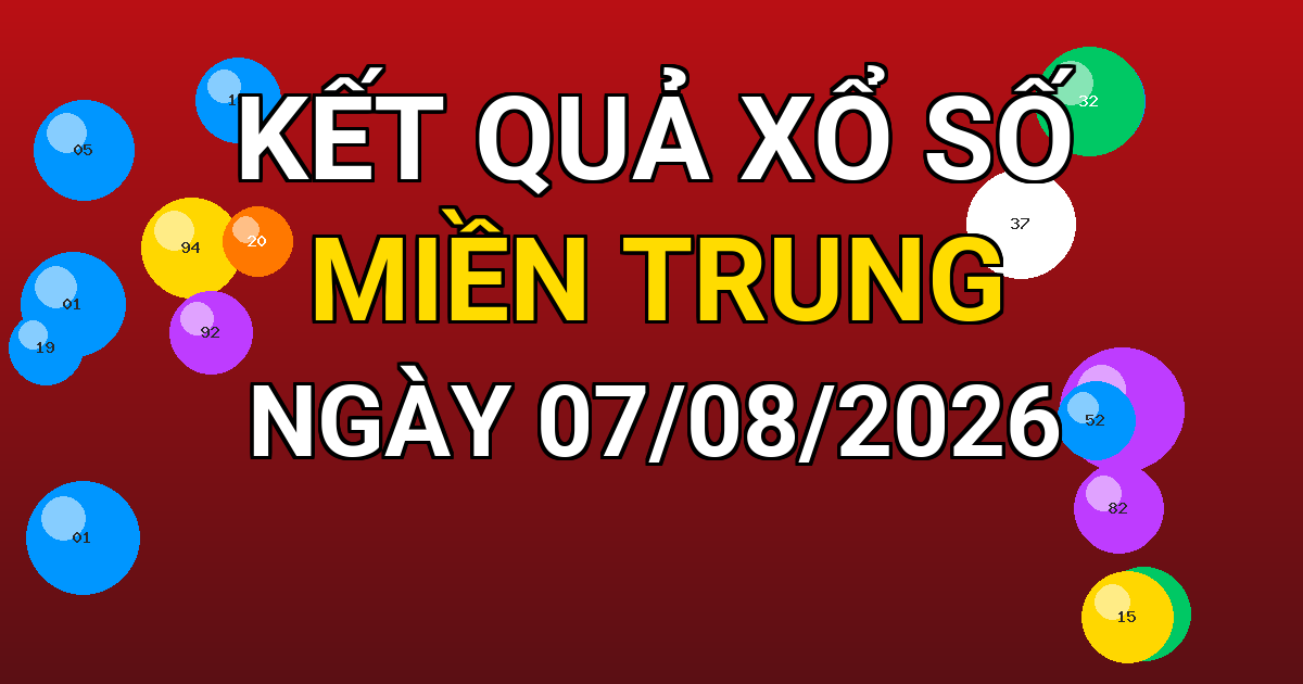Kết quả xổ số Miền Trung ngày 07/08/2026