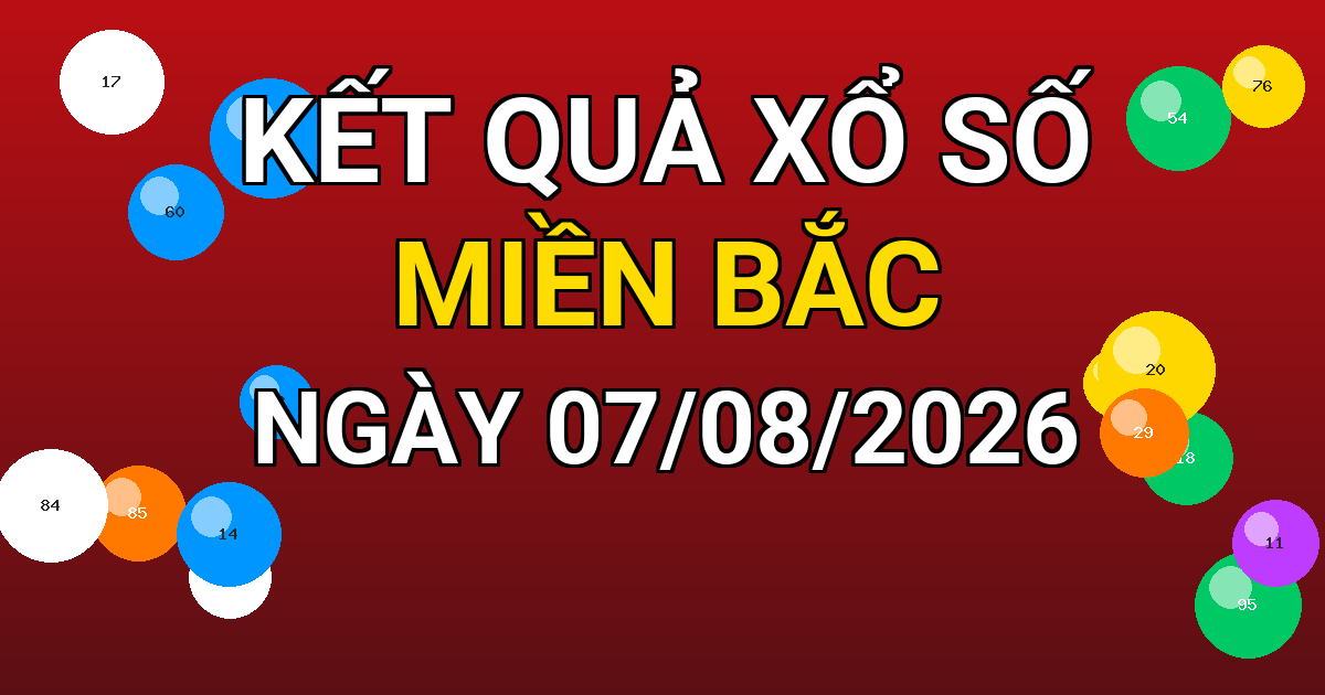 Kết quả xổ số Miền Bắc ngày 07/08/2026