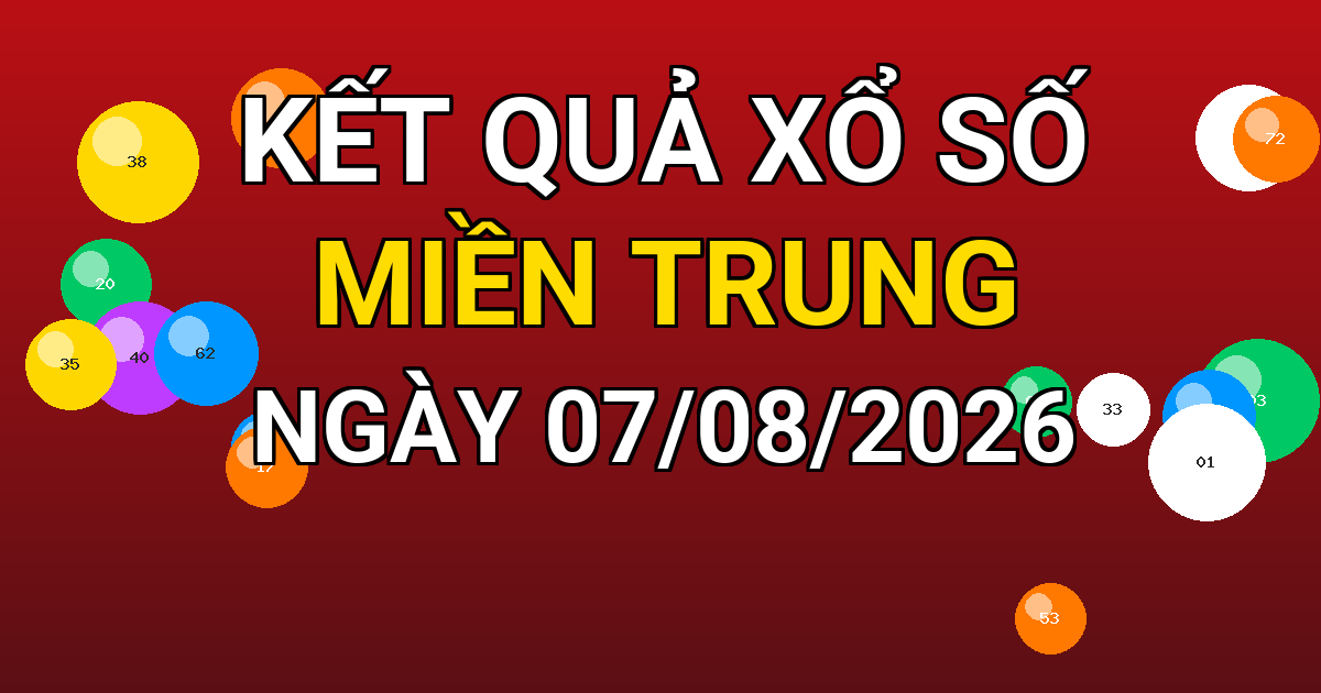 Kết quả xổ số Miền Trung ngày 07/08/2026