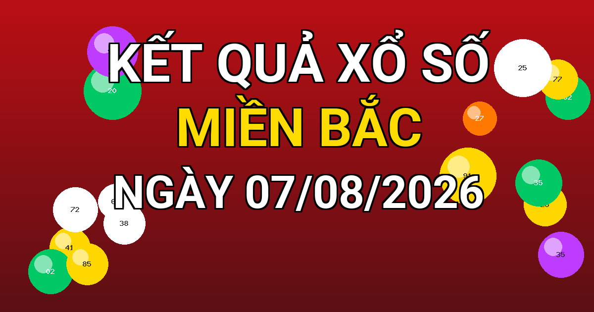 Kết quả xổ số Miền Bắc ngày 07/08/2026