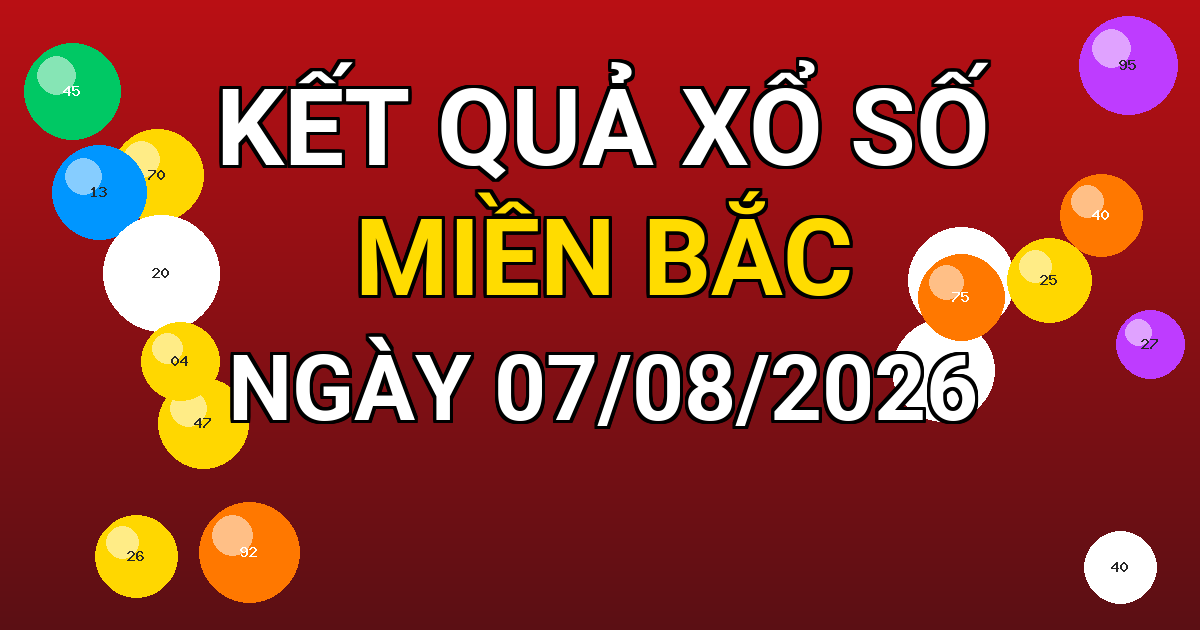 Kết quả xổ số Miền Bắc ngày 07/08/2026