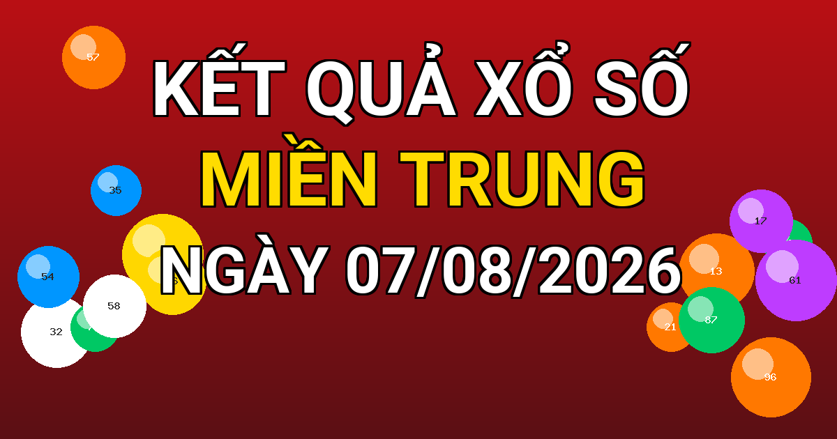 Kết quả xổ số Miền Trung ngày 07/08/2026