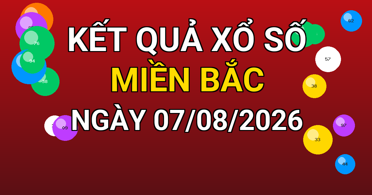 Kết quả xổ số Miền Bắc ngày 07/08/2026