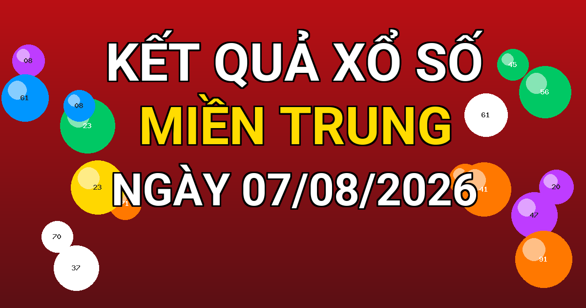 Kết quả xổ số Miền Trung ngày 07/08/2026
