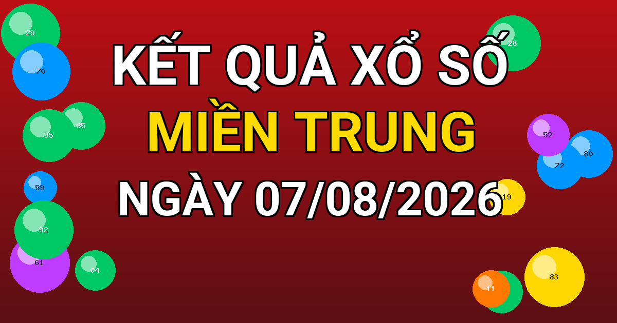 Kết quả xổ số Miền Trung ngày 07/08/2026
