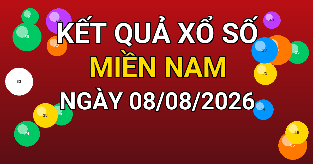Kết quả xổ số Miền Nam ngày 08/08/2026