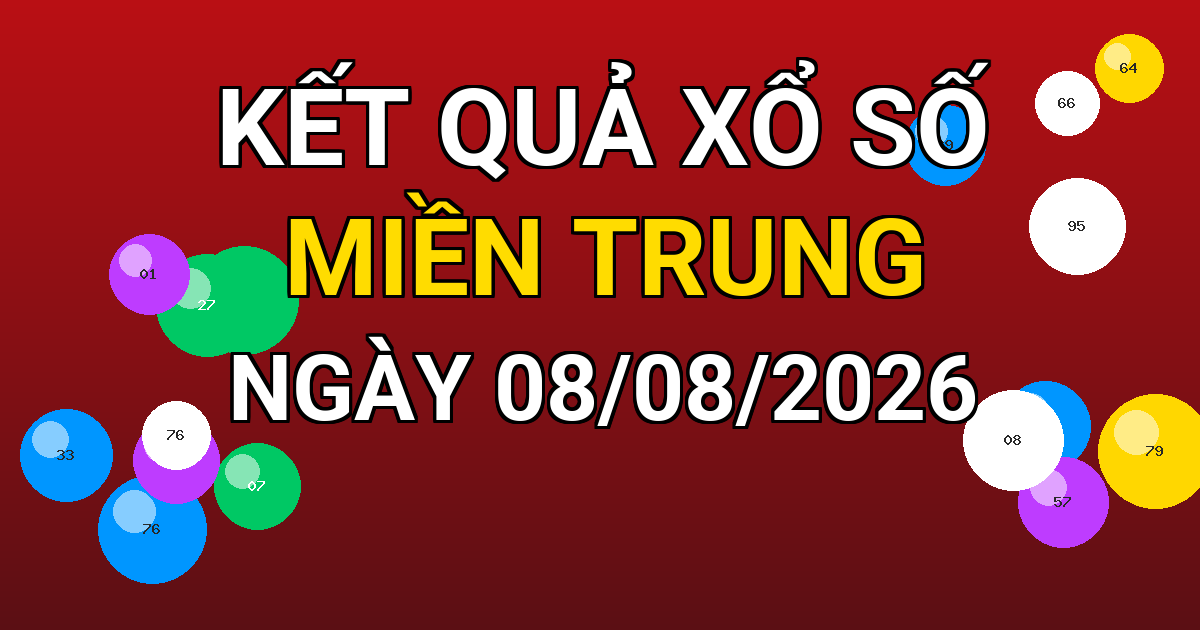 Kết quả xổ số Miền Trung ngày 08/08/2026