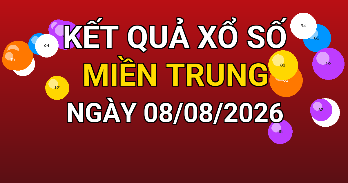 Kết quả xổ số Miền Trung ngày 08/08/2026