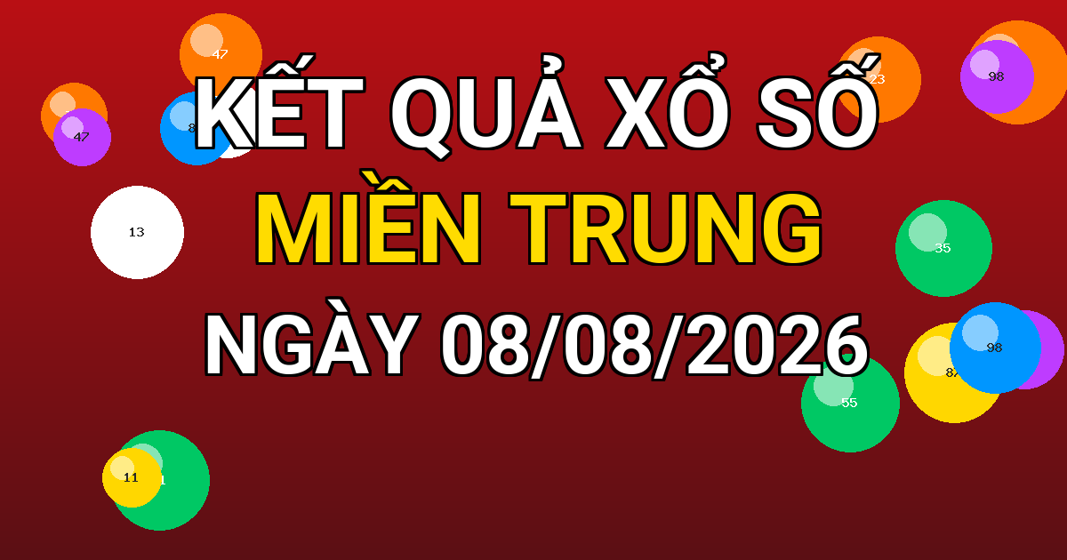 Kết quả xổ số Miền Trung ngày 08/08/2026