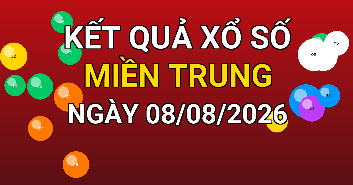 Kết quả xổ số Miền Trung ngày 08/08/2026