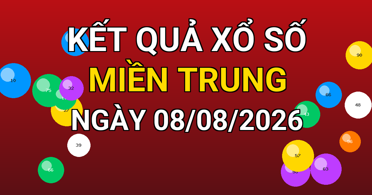 Kết quả xổ số Miền Trung ngày 08/08/2026