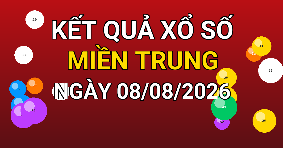 Kết quả xổ số Miền Trung ngày 08/08/2026