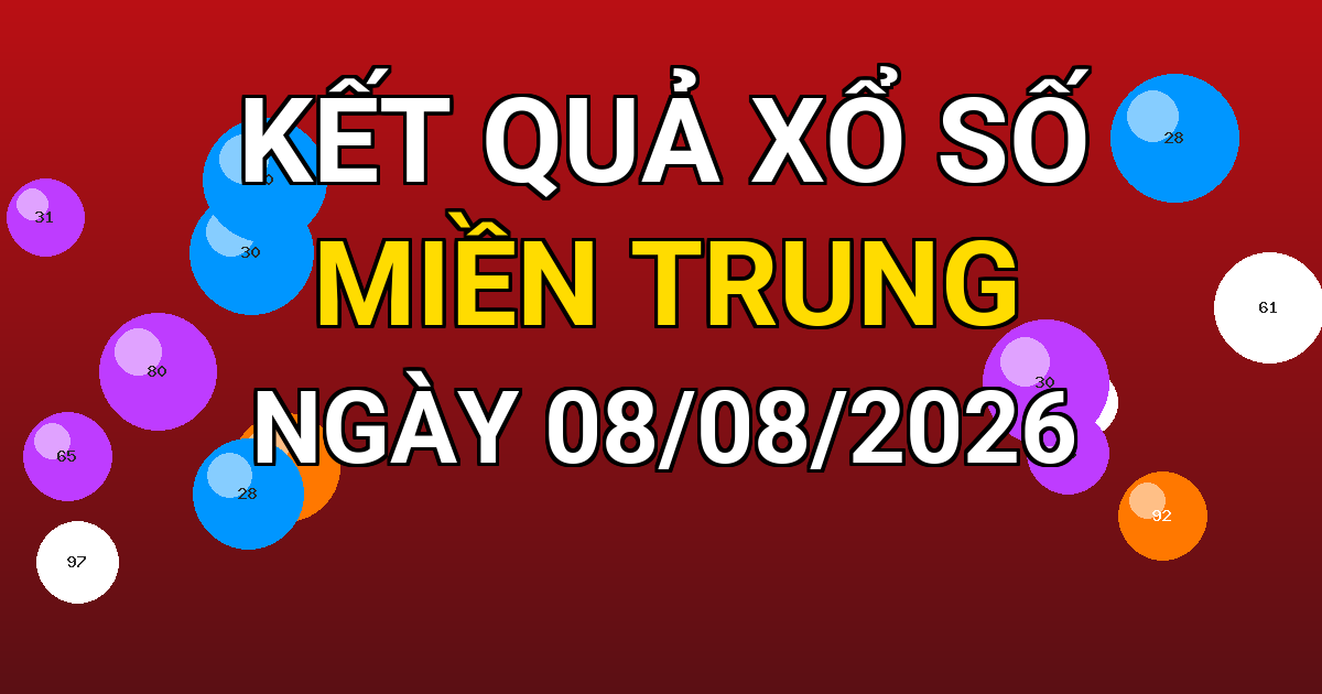 Kết quả xổ số Miền Trung ngày 08/08/2026