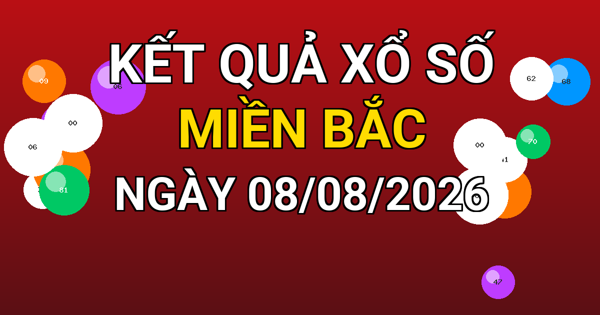 Kết quả xổ số Miền Bắc ngày 08/08/2026