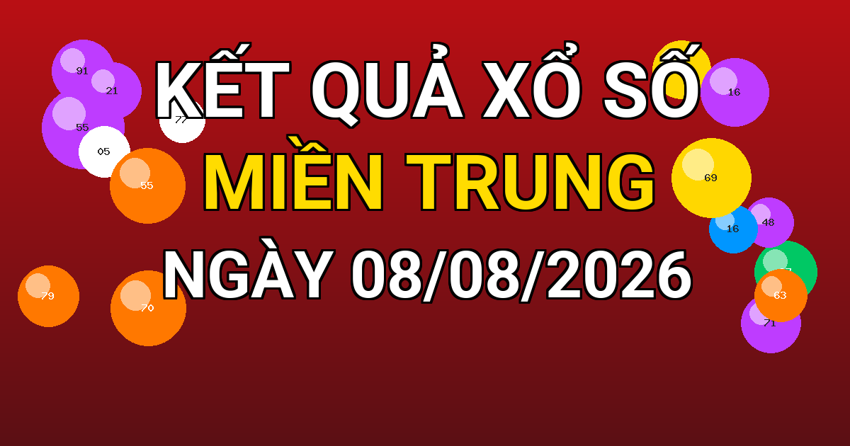 Kết quả xổ số Miền Trung ngày 08/08/2026
