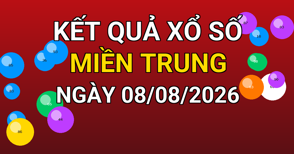 Kết quả xổ số Miền Trung ngày 08/08/2026