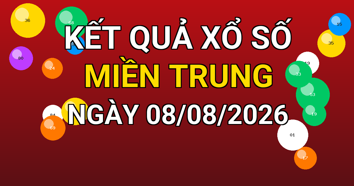 Kết quả xổ số Miền Trung ngày 08/08/2026
