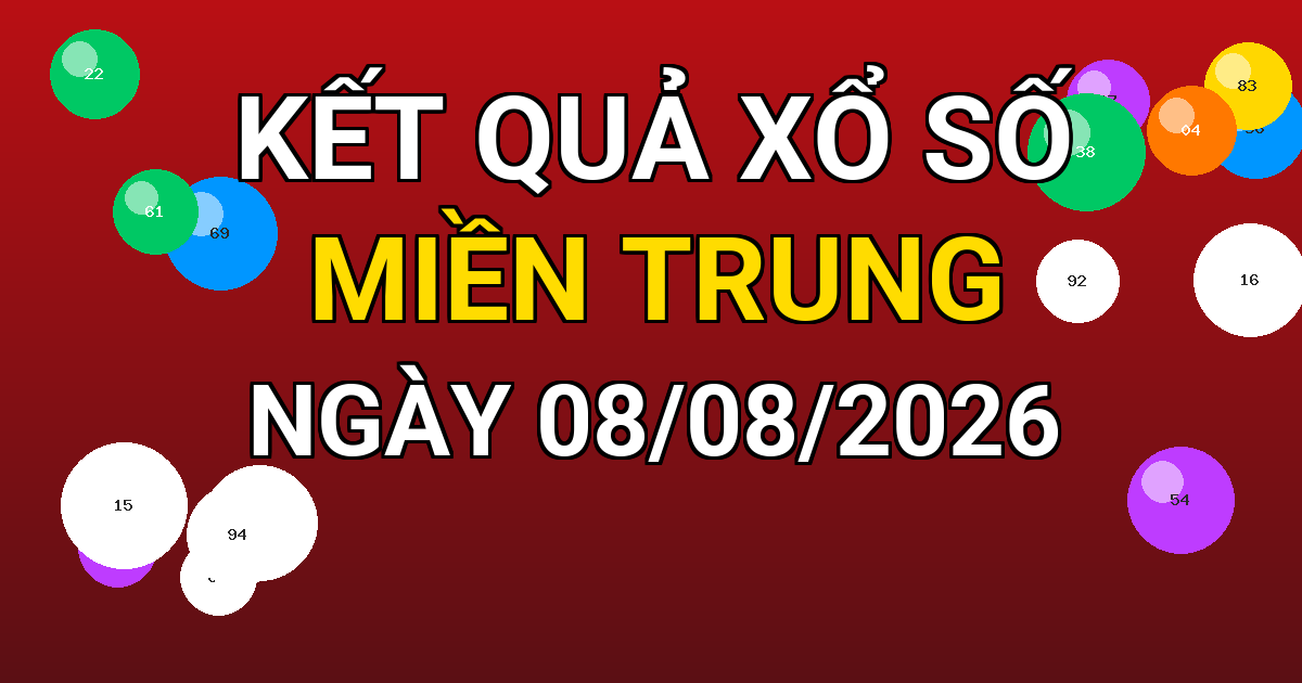 Kết quả xổ số Miền Trung ngày 08/08/2026