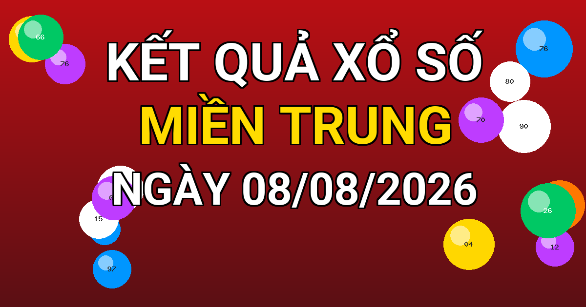 Kết quả xổ số Miền Trung ngày 08/08/2026