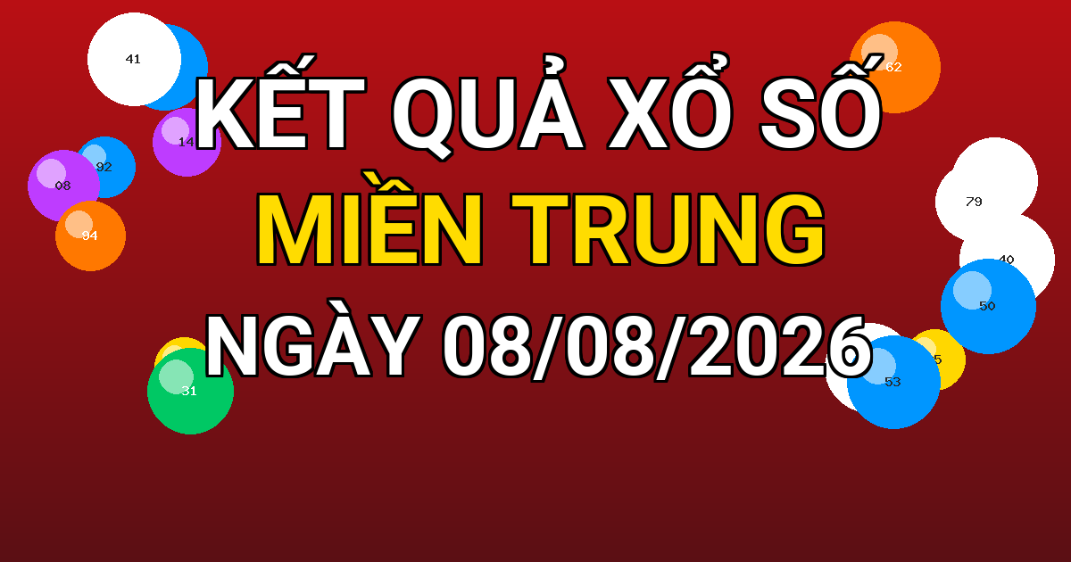 Kết quả xổ số Miền Trung ngày 08/08/2026