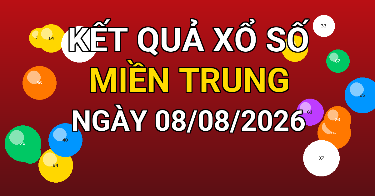 Kết quả xổ số Miền Trung ngày 08/08/2026